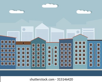 Modern City With Skylnes In The Background