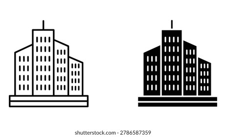 Modern city skyscraper cluster icons for urban development and real estate