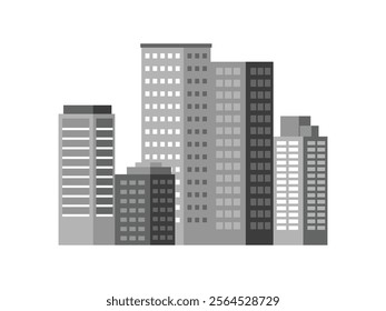 Modern city, skyscraper logo. Construction, building icon or label. Vector illustration. Modern City and Skyscraper Logo, Construction Building Icon Label in Vector Illustration for Real Estate 