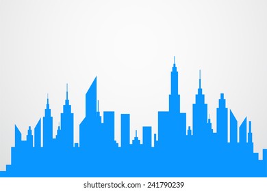 Modern City Skyscrapers Skyline Blue Silhouette