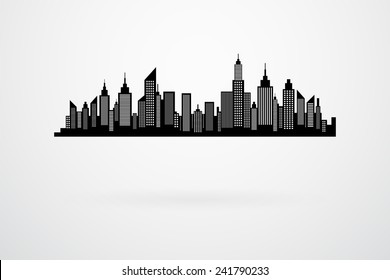 Modern City Skyscrapers Skyline Silhouette