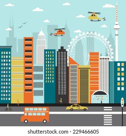 Modern city street. Vector