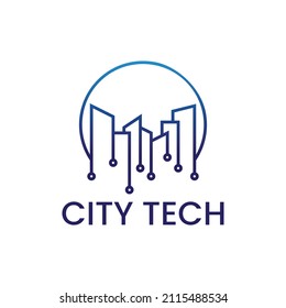diseño de logotipo de estilo de línea con tecnología urbana moderna