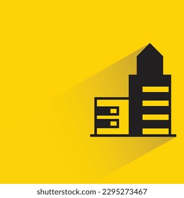 modern city tower with shadow on yellow background