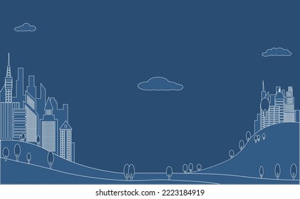 Modern city with towering buildings asset vector illustration