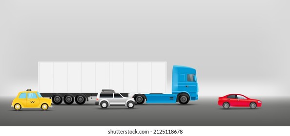Modern city traffic 3d vector illustration