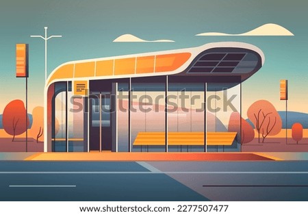 modern city transportation building bus station waiting terminal for passenger carriage horizontal