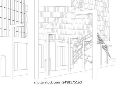 Ilustración 3d del vector de la ciudad moderna