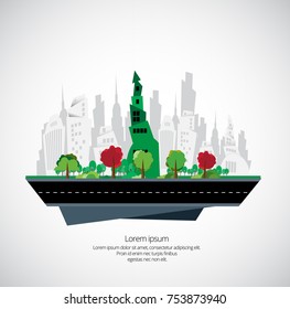 Ciudad moderna, ilustración vectorial