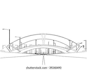 Modern City View From The Canal Vector 01