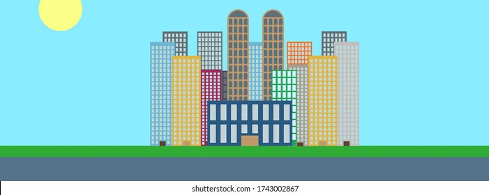 Modern City View Flat Design