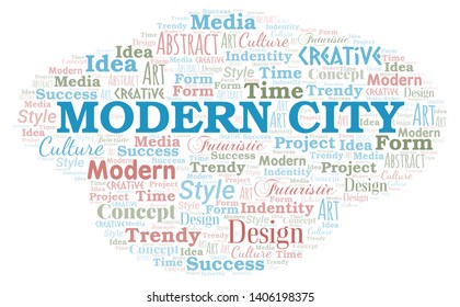 Modern City word cloud. Wordcloud made with text only.