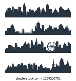 Modern cityscape city silhouette vector backgrounds set.