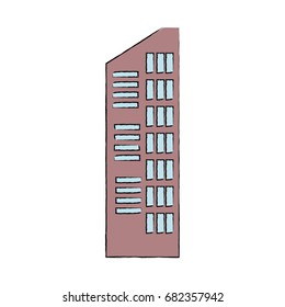modern cityscape composition with many storeyed buildings on white background