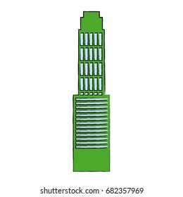 modern cityscape composition with many storeyed buildings on white background