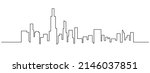 Modern cityscape continuous one line vector drawing. Metropolis architecture panoramic landscape. New York skyscrapers hand drawn silhouette. Apartment buildings isolated minimalistic illustration