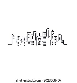 Moderno paisaje urbano continuo de un vector de línea. El paisaje panorámico de la arquitectura de la metrópolis. 