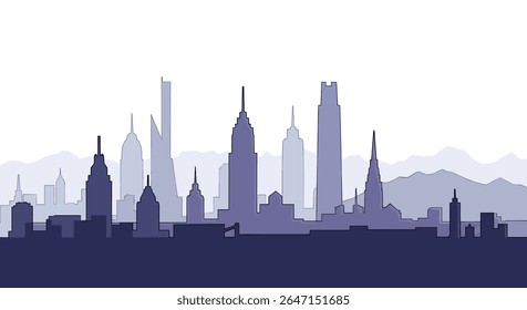 Edifícios e Skyline de alta elevação da paisagem urbana moderna