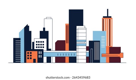 Modern Cityscape Illustration with Skyscrapers Representing Urban Development and Architectural Marvels in City Life