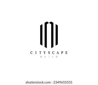 Modern cityscape logo design concept. Design for building, apartment, architecture, construction, structure and planning.