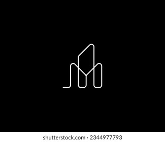 Modern cityscape logo design vector symbol. Building logo with line art style. City building abstract view.