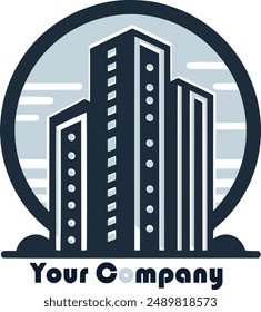 Modern cityscape logo symbolizing urban development and corporate growth.