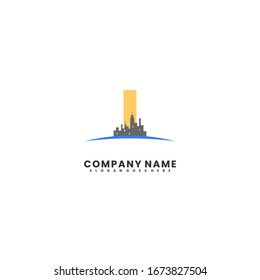 modern cityscape with i logotype simple design concept.