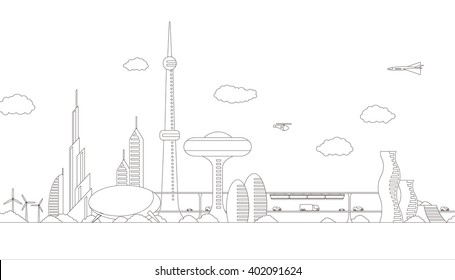 future cityscape drawing