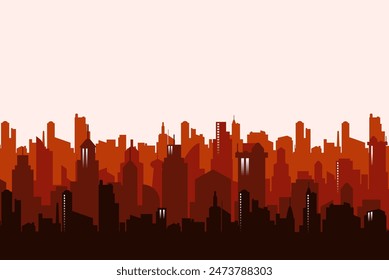 Modern cityscape silhouette background. Vector illustration banner template