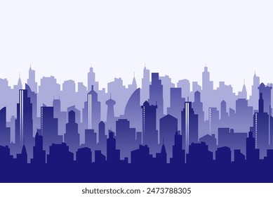 Fondo de silueta de paisaje urbano moderno. Plantilla de Anuncio de Ilustración vectorial