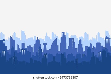 Fondo de silueta de paisaje urbano moderno. Plantilla de Anuncio de Ilustración vectorial