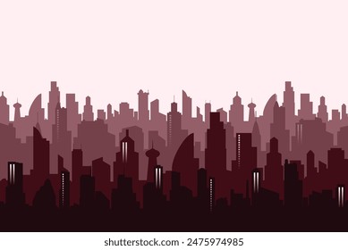 Modern cityscape silhouette background. Vector illustration banner template