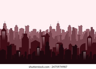 Modern cityscape silhouette background. Vector illustration banner template