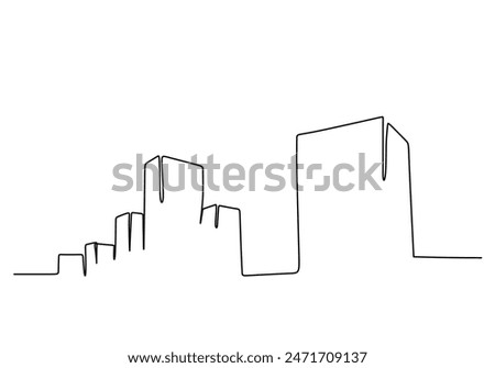 Modern cityscape skyline continuous line drawing. Building and architecture concept. Vector illustration minimalist design hand drawn.