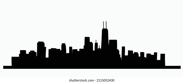 modern cityscape skyline outline doodle drawing on white background. vector illustration.