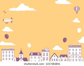 Modern cityscape, town street vector banner illustration ( text space )
