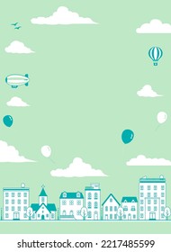 Modern cityscape, town street vector banner illustration ( text space )