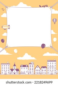 Modern cityscape, town street vector banner illustration ( text space )