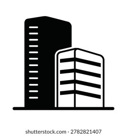 Modern Cityscape Two Buildings Real Estate Icon