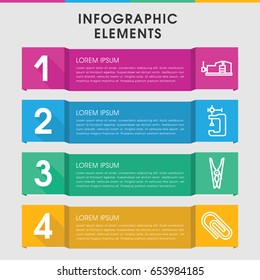 Modern clamp infographic template. infographic design with clamp icons includes cloth pin, vice clamp. can be used for presentation, diagram, annual report, web design.