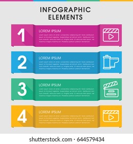 Modern clap infographic template. infographic design with clap icons includes movie clapper, camera tape. can be used for presentation, diagram, annual report, web design.