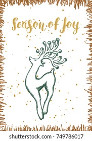 Modern and classic creative Christmas card in black, gold and white illustration. Vector 