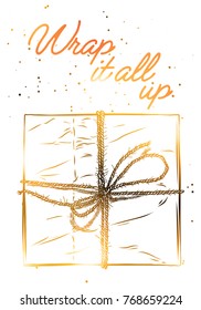 Modern and classic creative Christmas card in black, gold and white illustration. Vector 