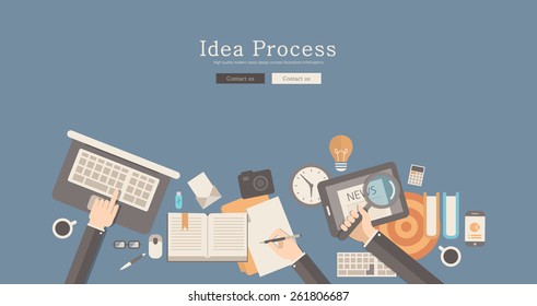 Modern and classic design brainstorming process concept illustration