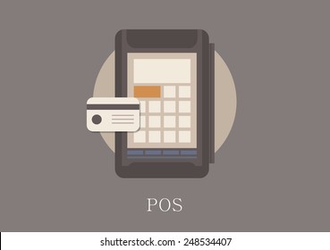 Modern and classic design card pos concept flat icon