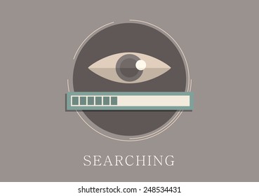 Modern and classic design data searching concept flat icon