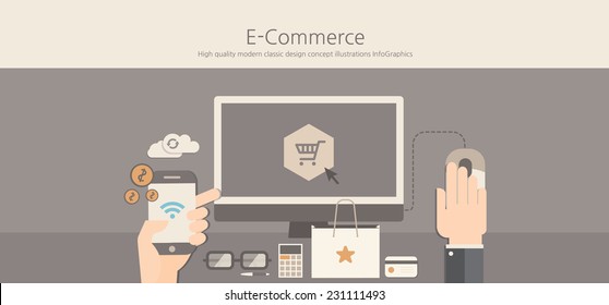 Modern and classic design e-commerce concept.