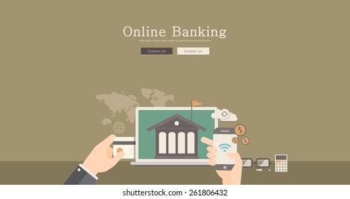 Modern and classic design for online banking concept illustration