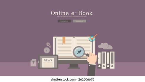 Modern and classic design online e-book concept illustration