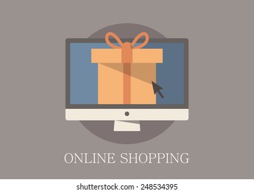 Modern and classic design online shopping concept flat icon
